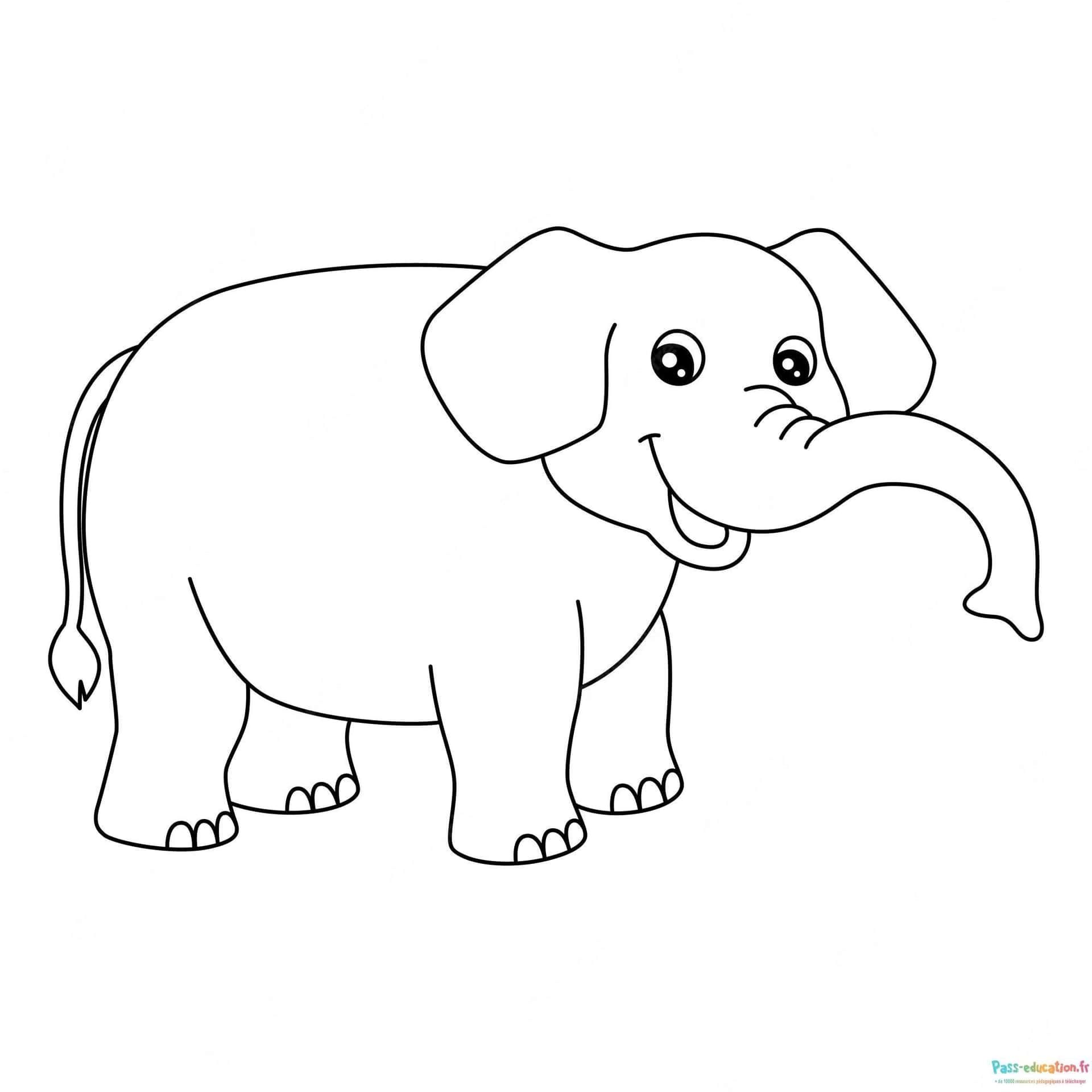 Coloriage Éléphant joyeux à imprimer et colorier
