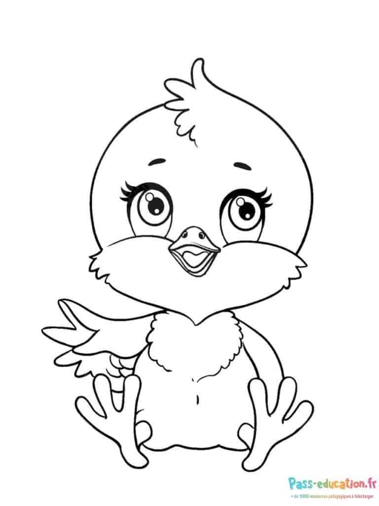 Coloriage Poussin joyeux à imprimer et colorier