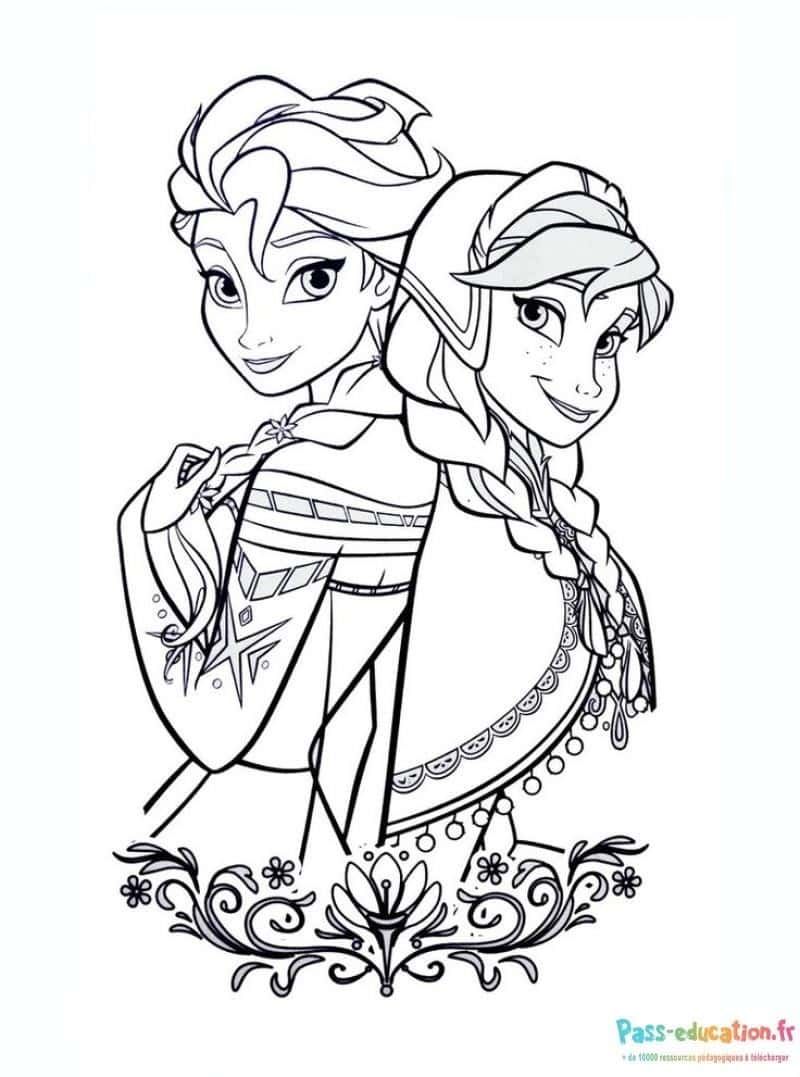 Coloriage Anna de dos à imprimer et colorier