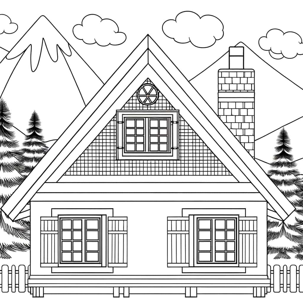 Coloriage Chalet de montagne à imprimer et colorier