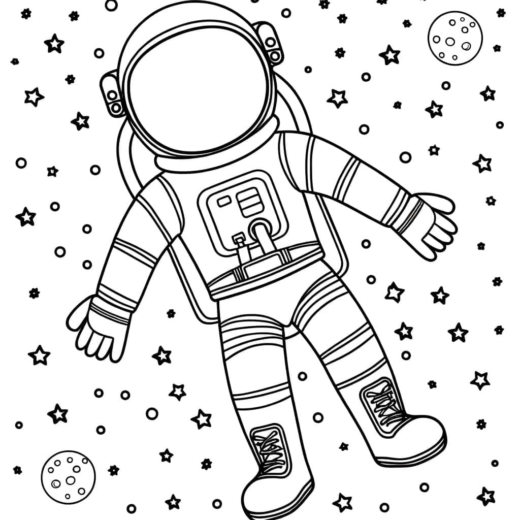 Coloriage Astronaute dans l'espace à imprimer et colorier