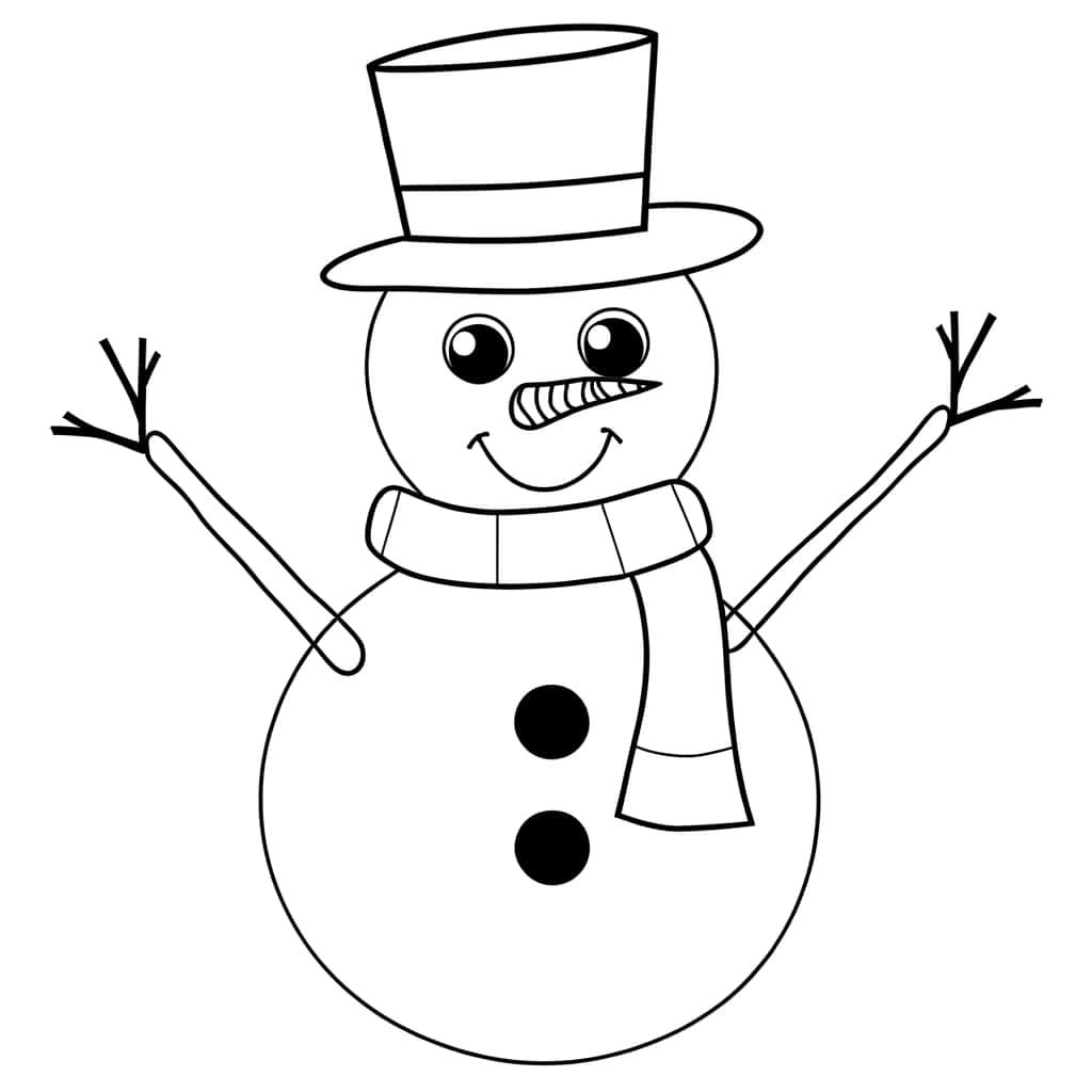 Coloriage Bonhomme de neige à imprimer et colorier