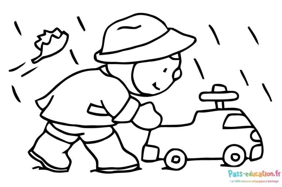 Coloriage T'choupi sous la pluie à imprimer et colorier