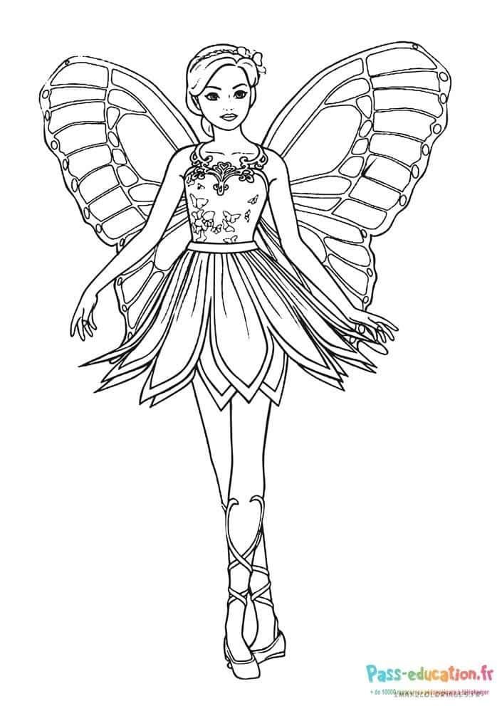 Coloriage Fée élégante à imprimer et colorier