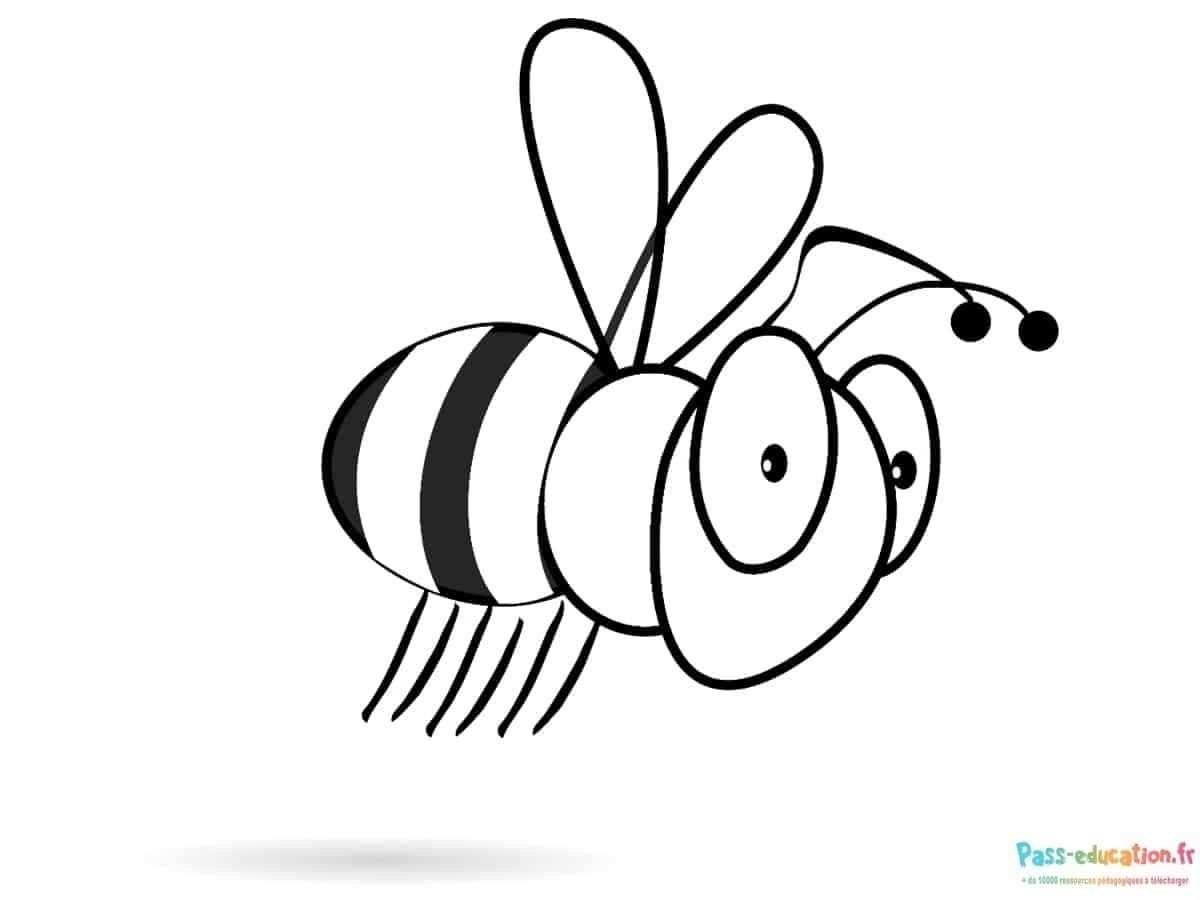 Coloriage Abeille dessin animé à imprimer et colorier