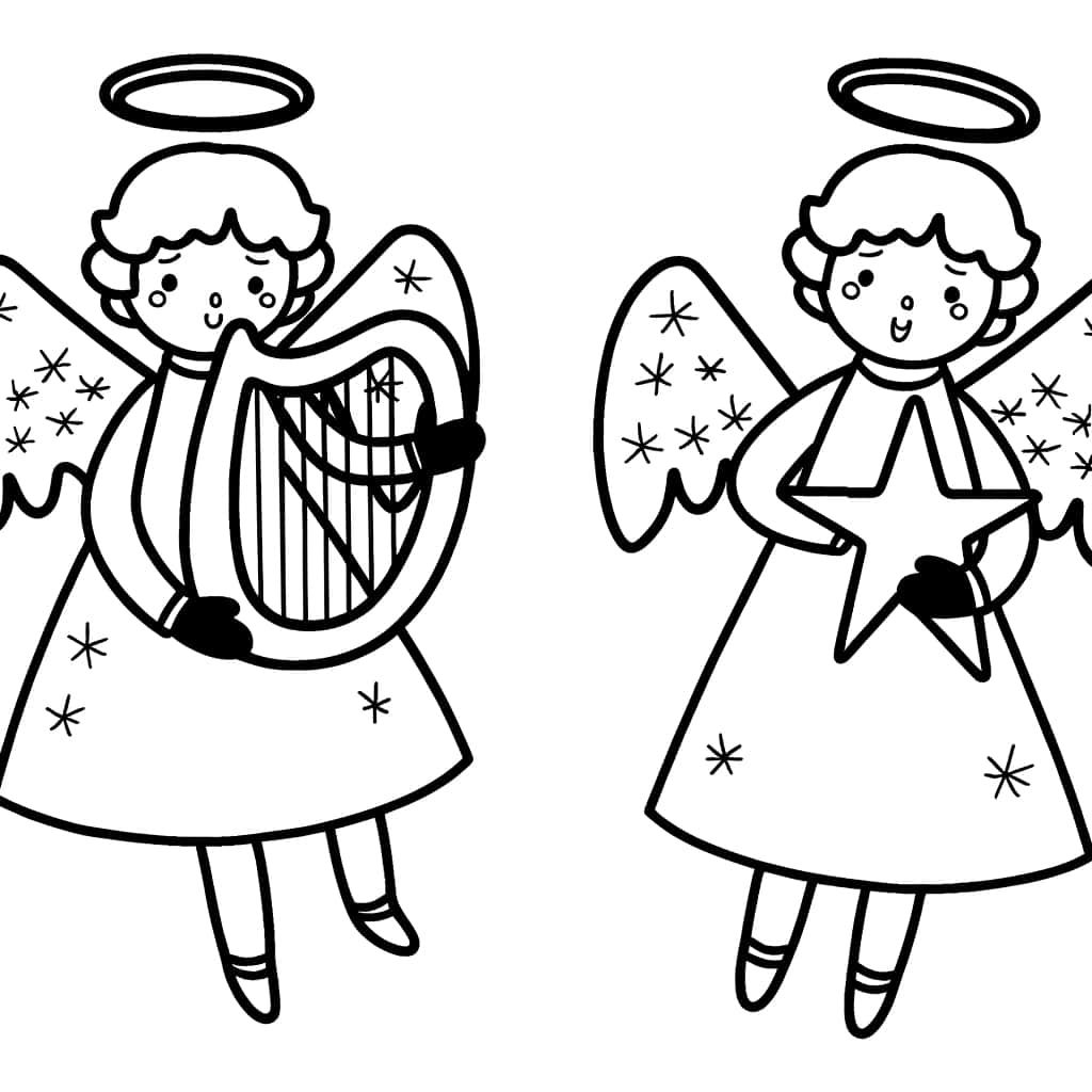 Coloriage Anges musiciens à imprimer et colorier