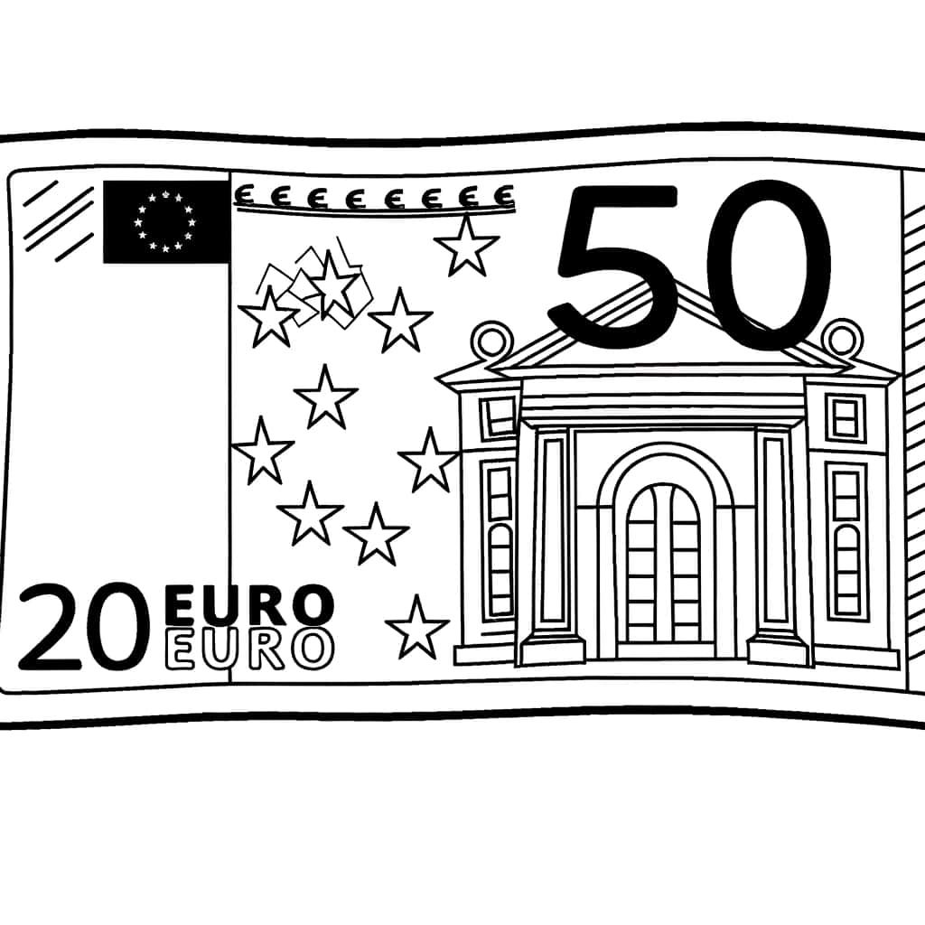 Coloriage Billet 50 Euros à imprimer et colorier
