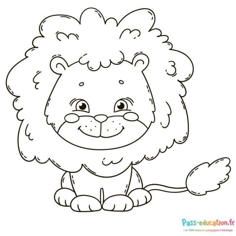 Coloriage Lion souriant à imprimer et colorier