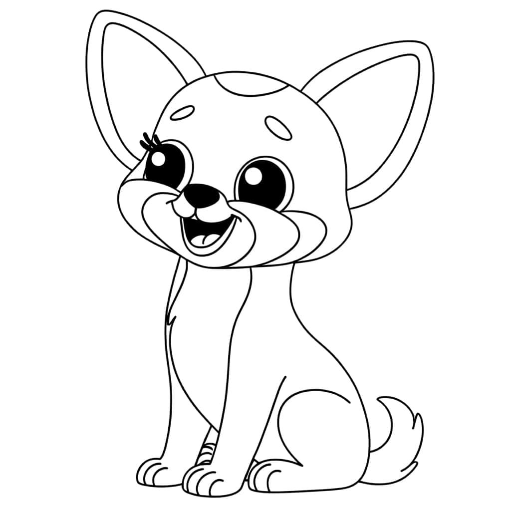 Coloriage Chihuahua souriant à imprimer et colorier