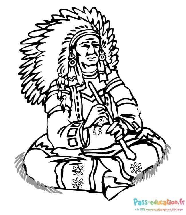 Coloriage Chef indien assis à imprimer et colorier