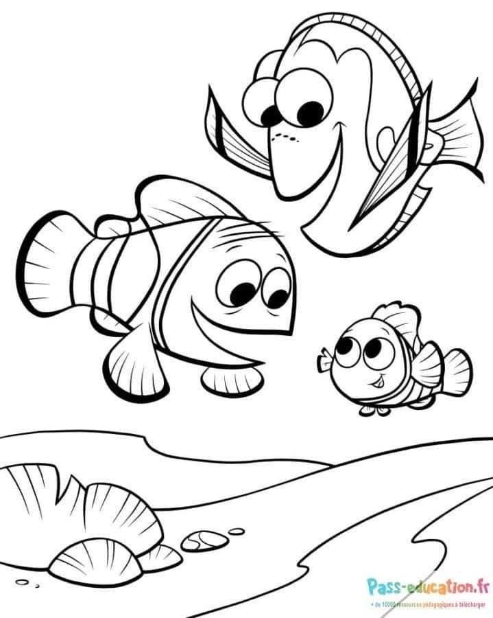 Coloriage Amis marins de Nemo à imprimer et colorier