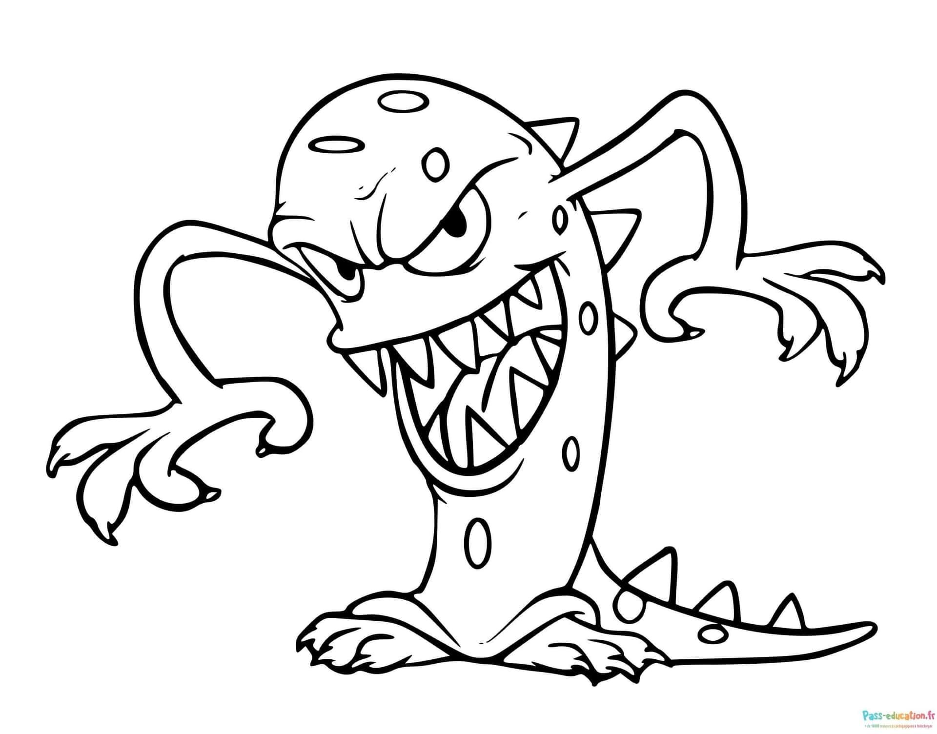 Coloriage Monstre souriant à imprimer et colorier