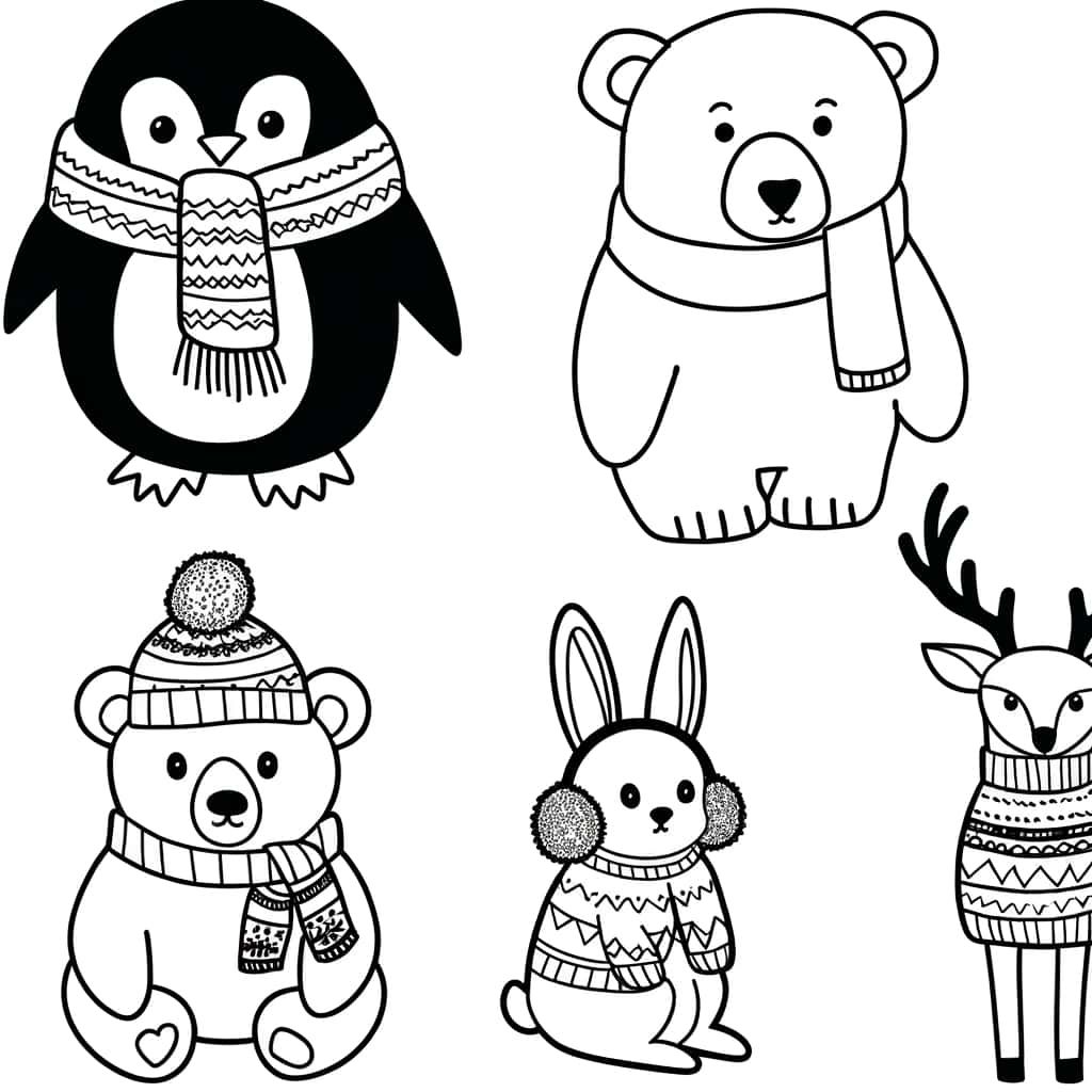 Coloriage Animaux hivernaux à imprimer et colorier