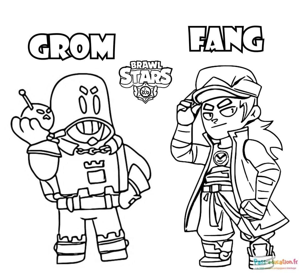 Coloriage Grom et Fang à imprimer et colorier