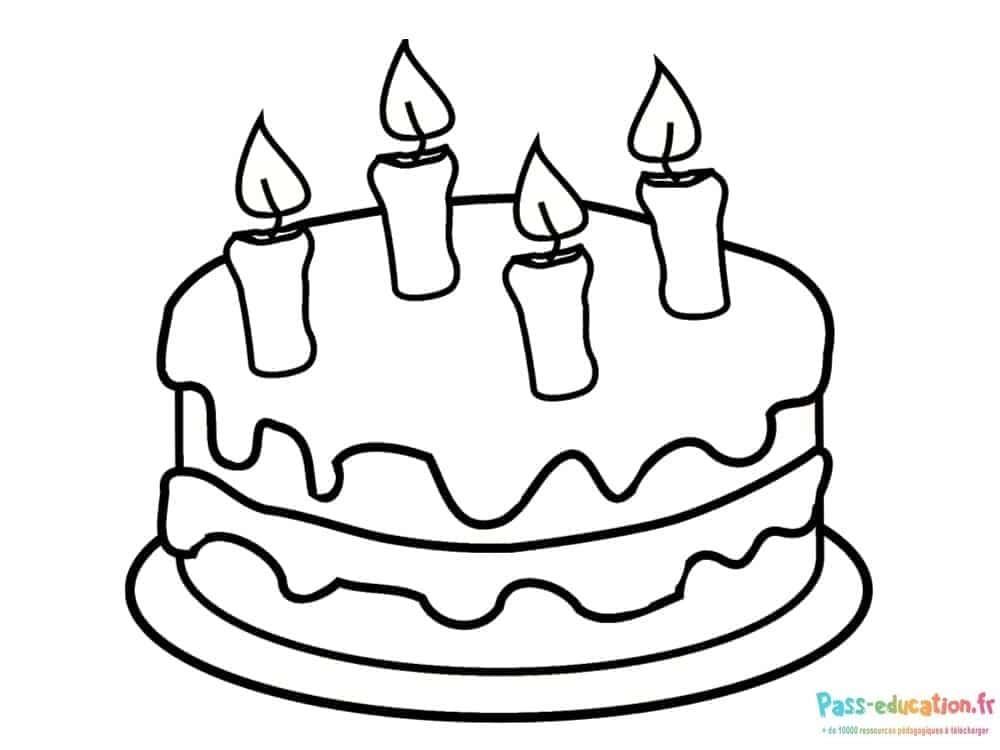 Coloriage Gâteau d'anniversaire à imprimer et colorier