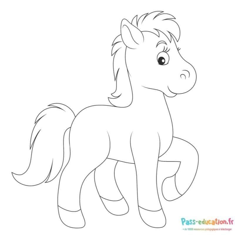 Coloriage Poney souriant à imprimer et colorier