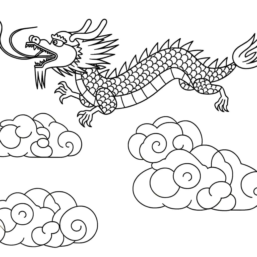 Coloriage Dragon chinois à imprimer et colorier