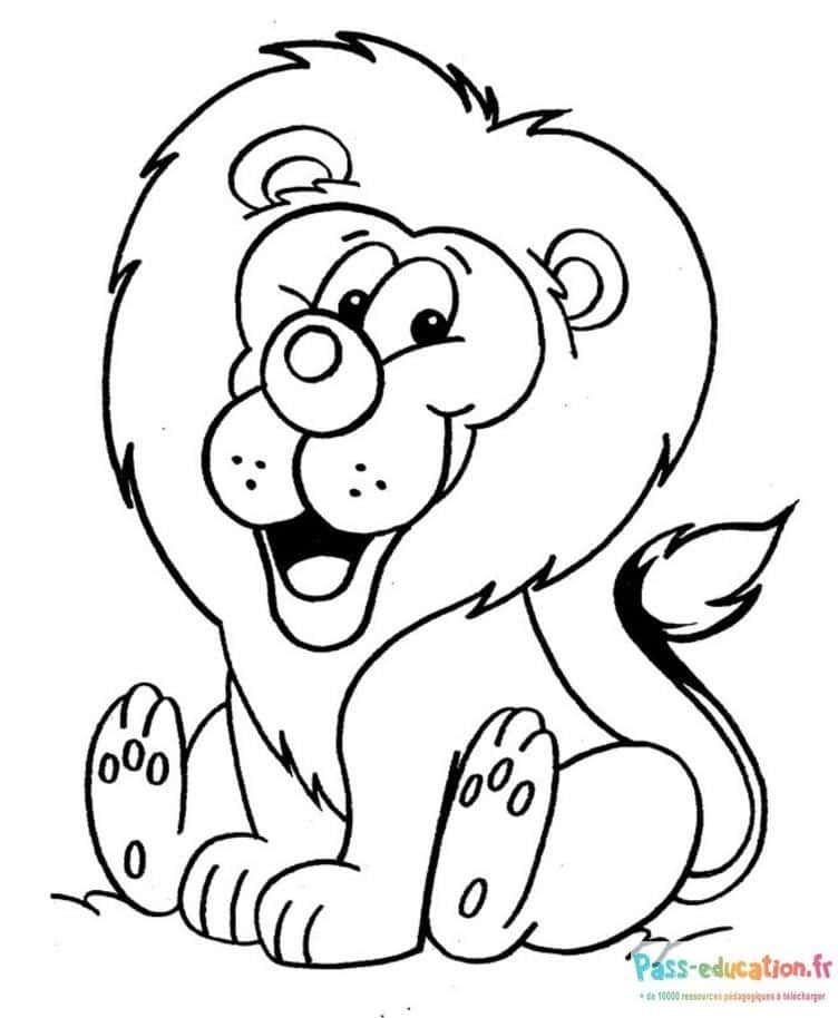 Coloriage Lion joyeux à imprimer et colorier