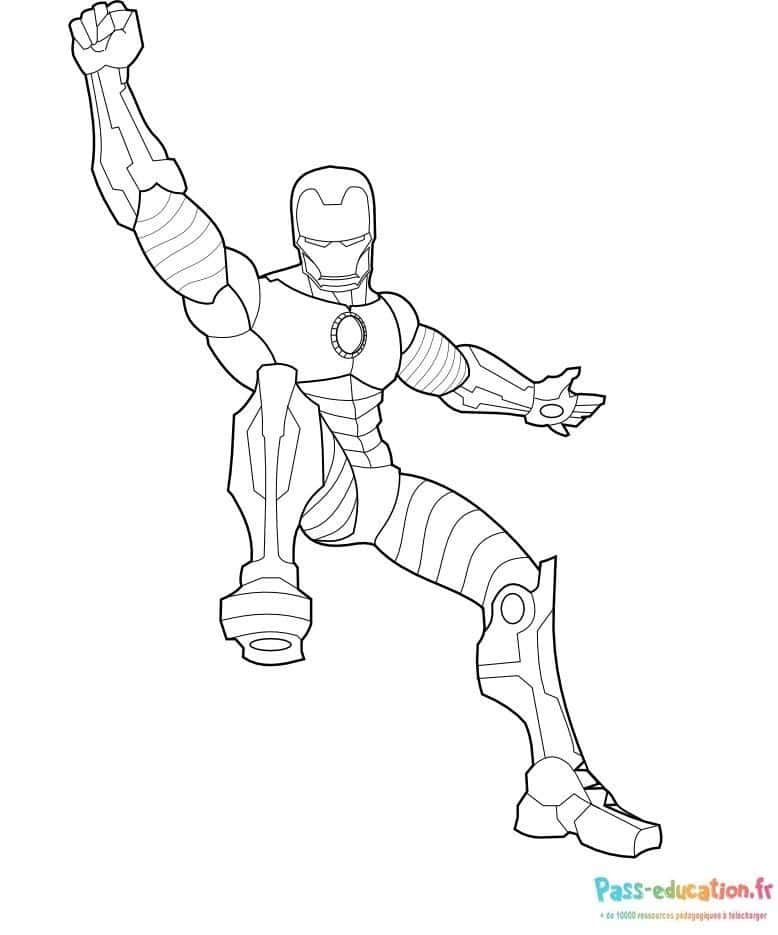 Coloriage Iron Man en action à imprimer et colorier