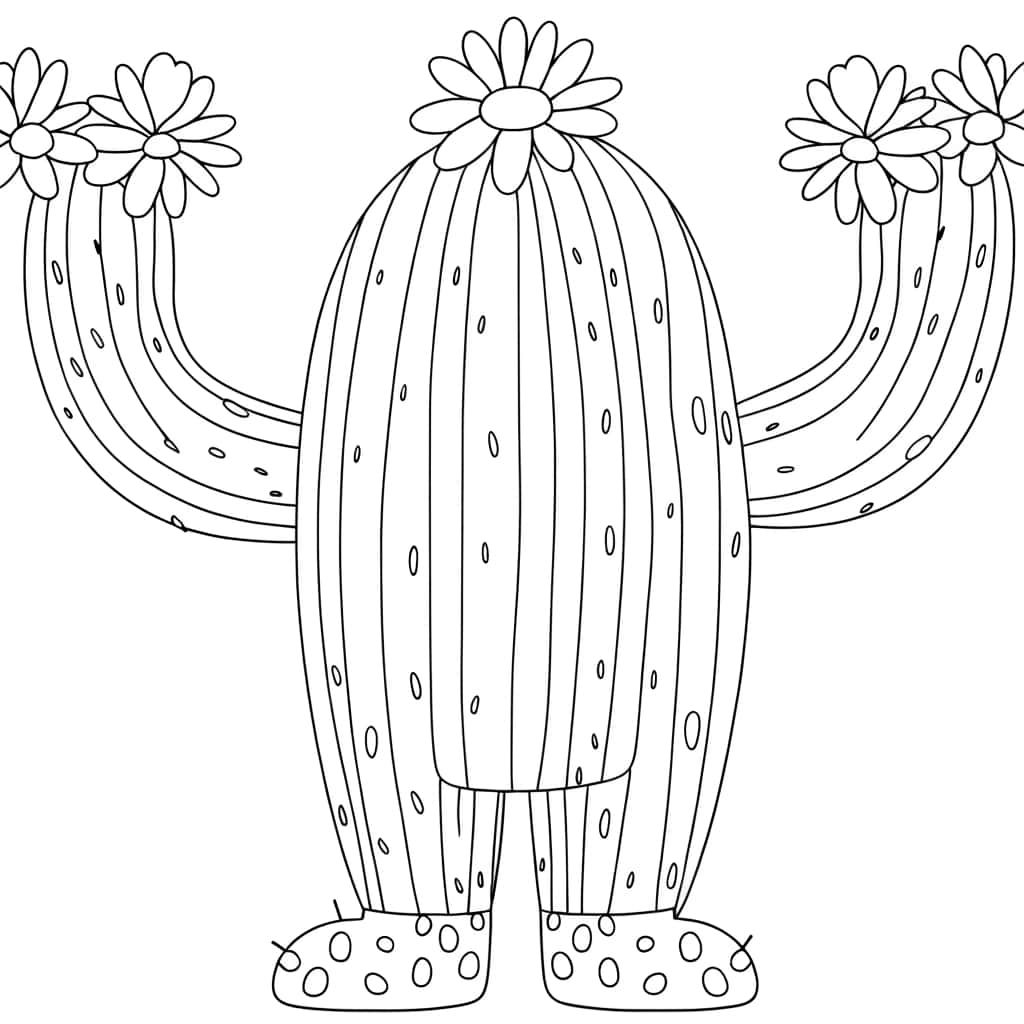 Coloriage Cactus souriant à imprimer et colorier