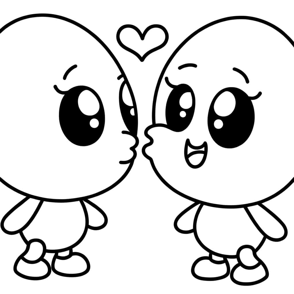 Coloriage Deux personnages amoureux à imprimer et colorier