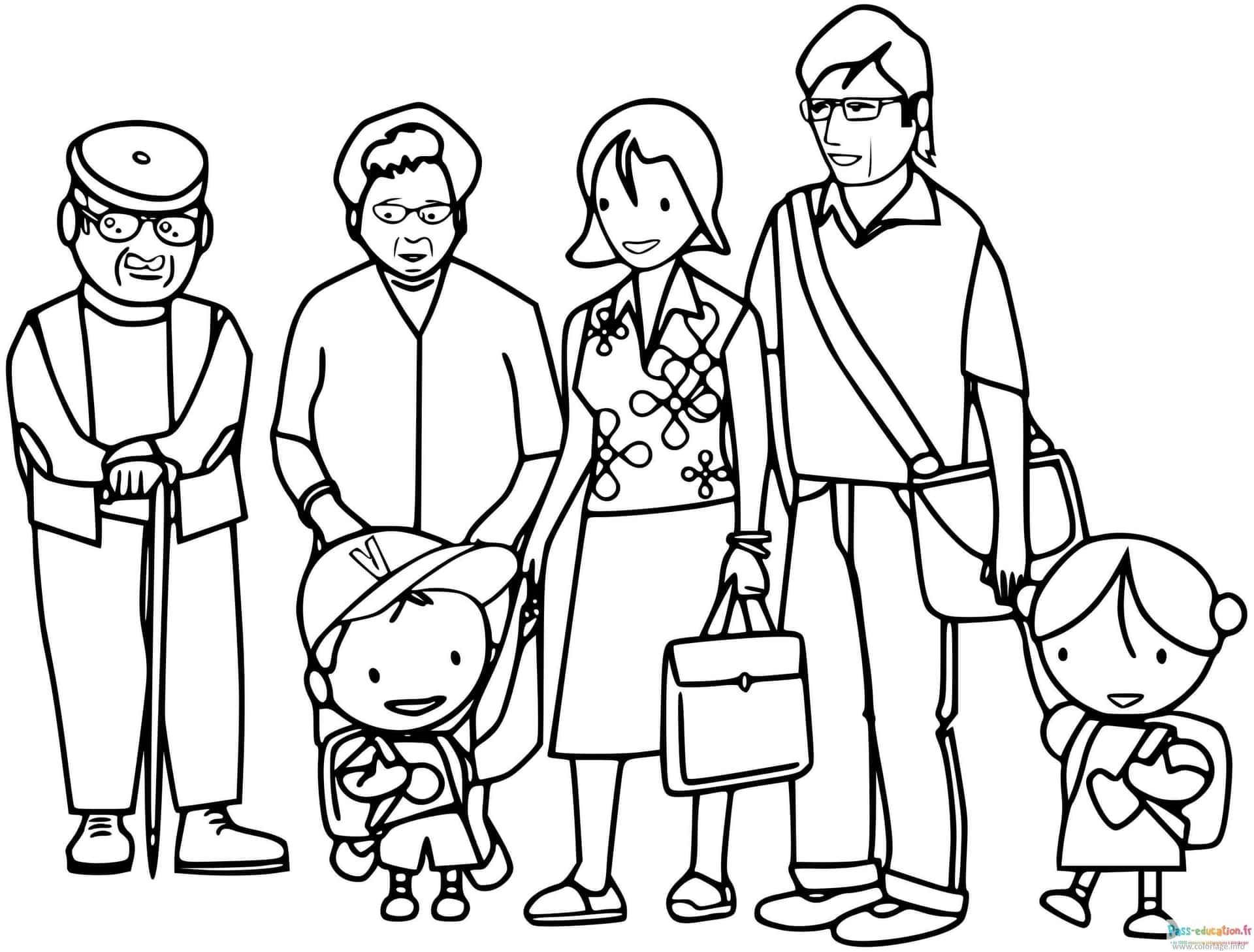 Coloriage Famille heureuse à imprimer et colorier