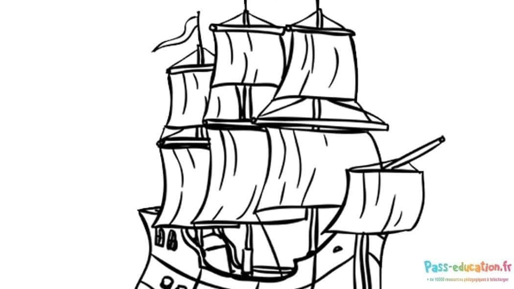 Coloriage Voilier ancien à imprimer et colorier
