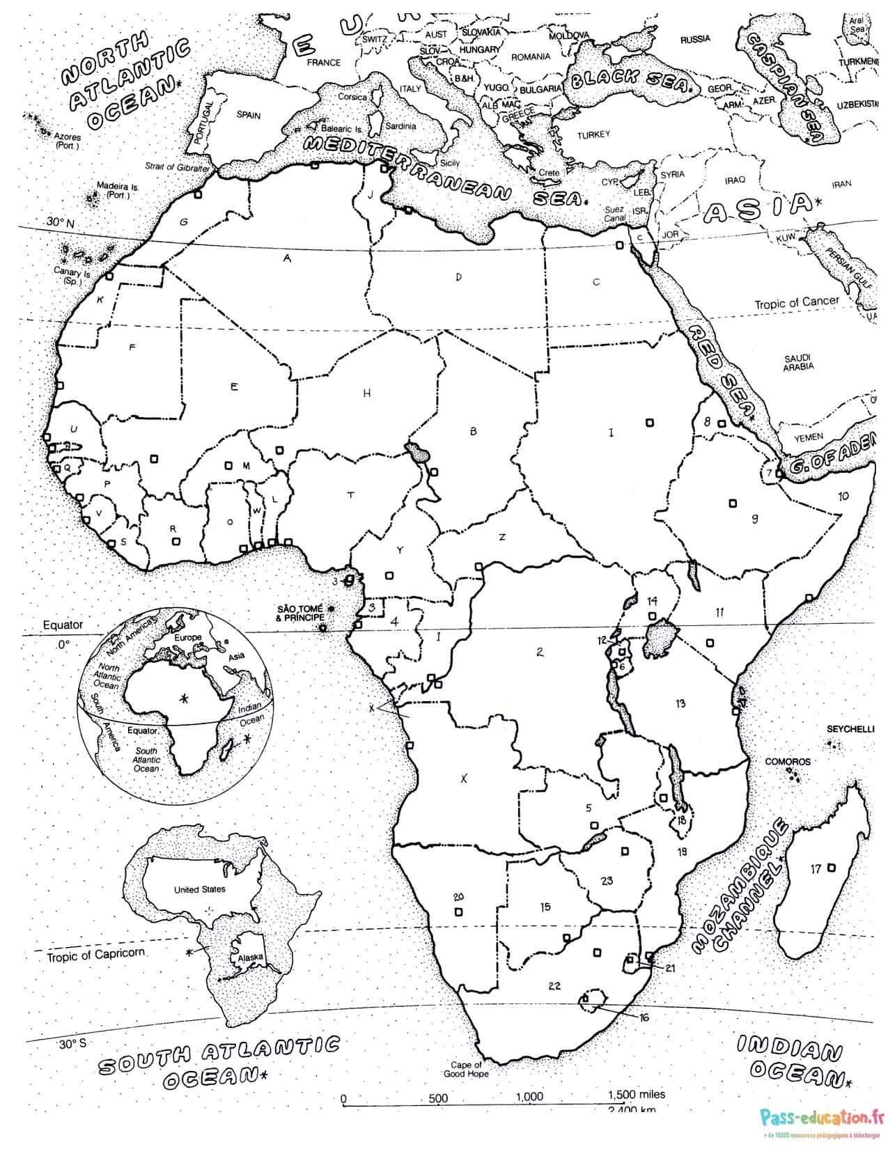 Coloriage Carte d'Afrique à imprimer et colorier