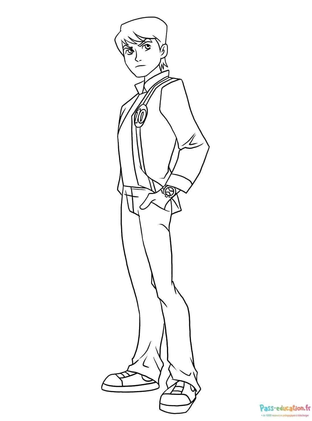 Coloriage Ben 10 en action à imprimer et colorier