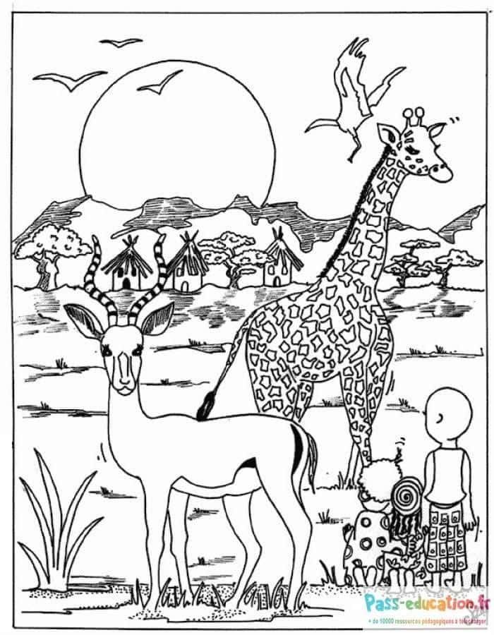 Coloriage Safari africain à imprimer et colorier