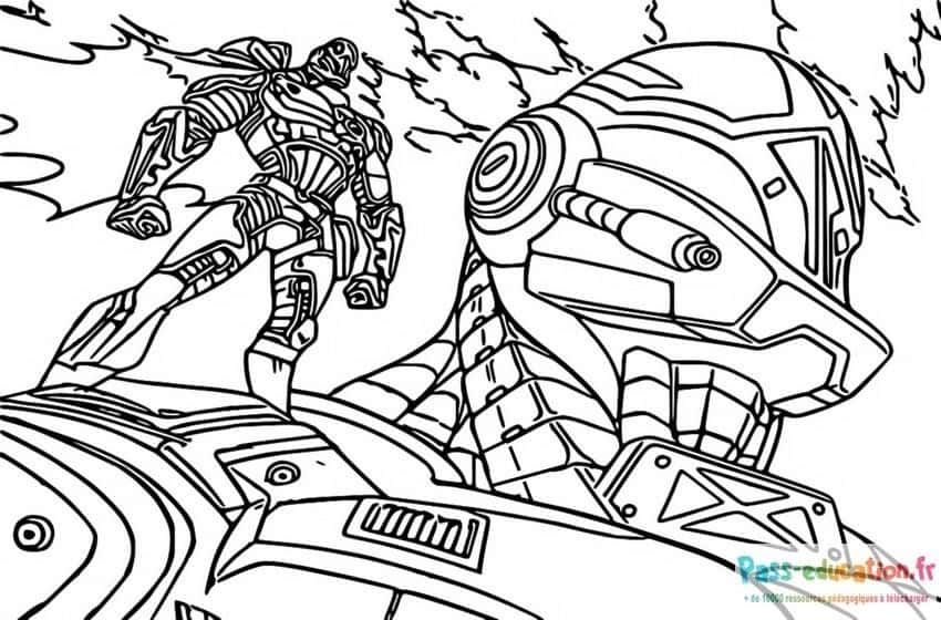 Coloriage Combat futuriste à imprimer et colorier