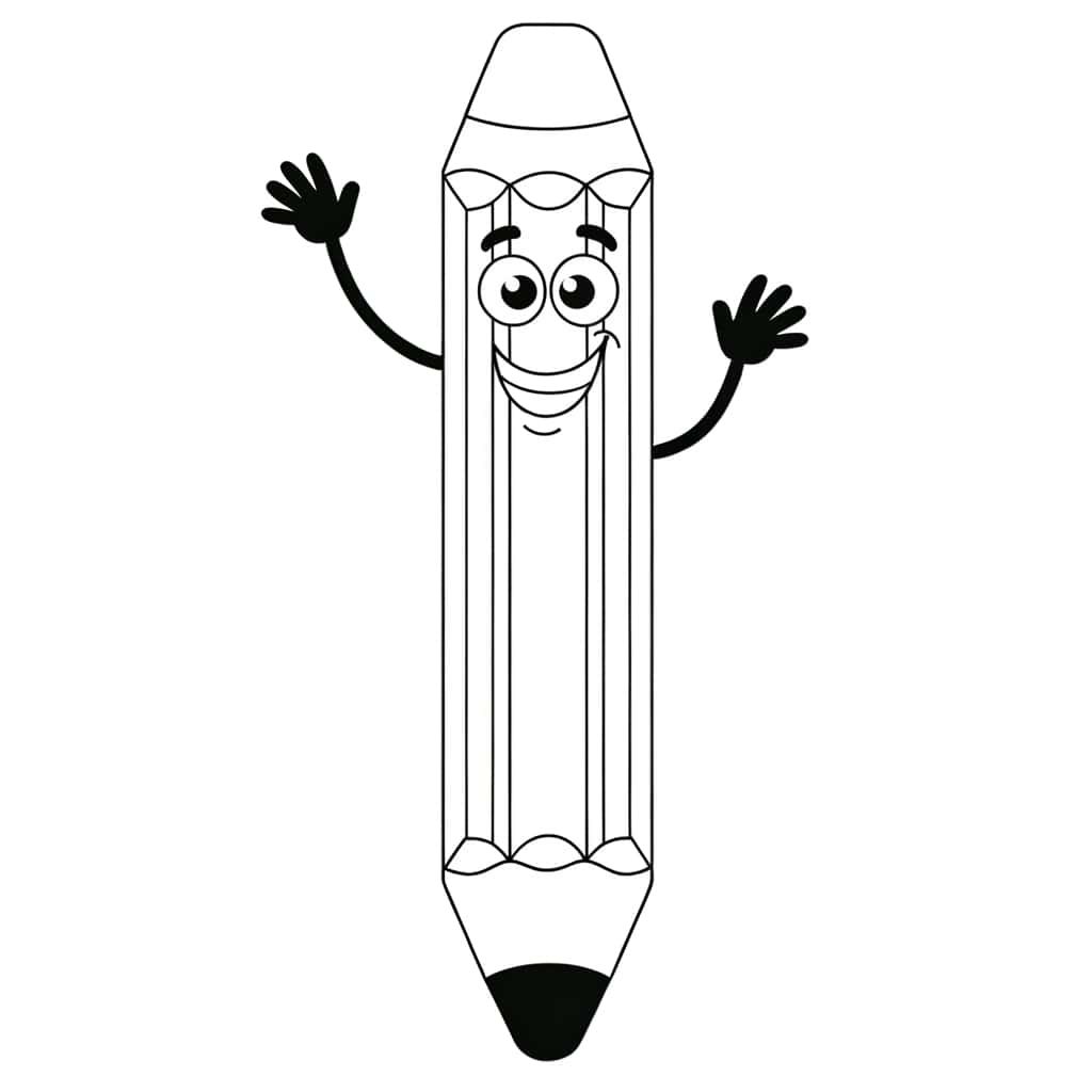 Coloriage Crayon souriant à imprimer et colorier