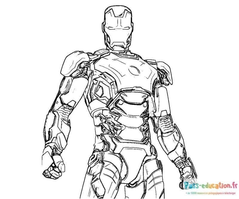 Coloriage Iron Man en armure à imprimer et colorier