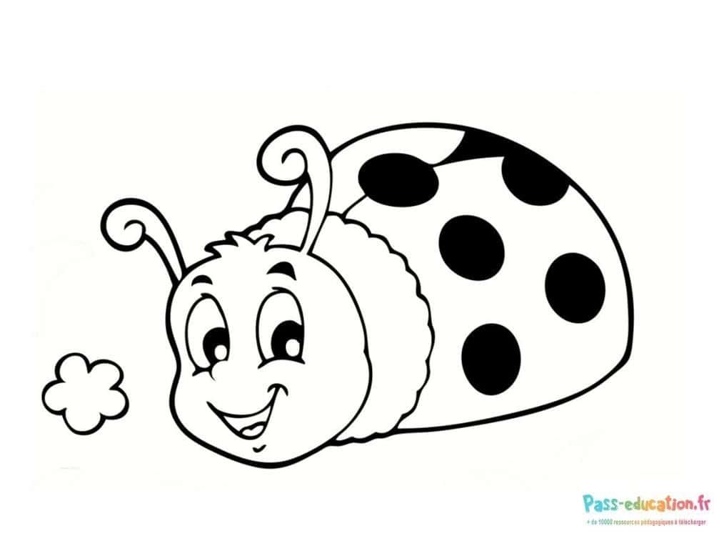 Coloriage Coccinelle souriante à imprimer et colorier