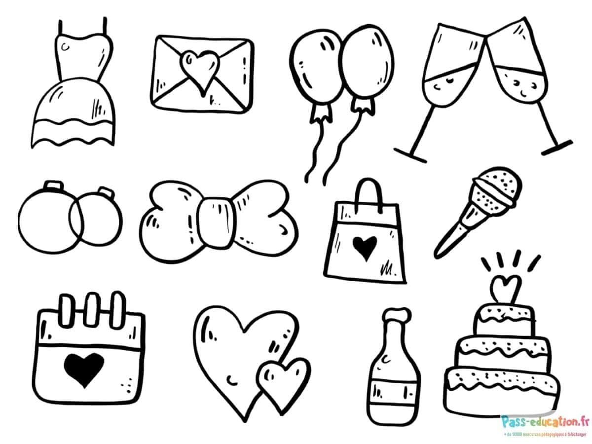 Coloriage Thème mariage à imprimer et colorier
