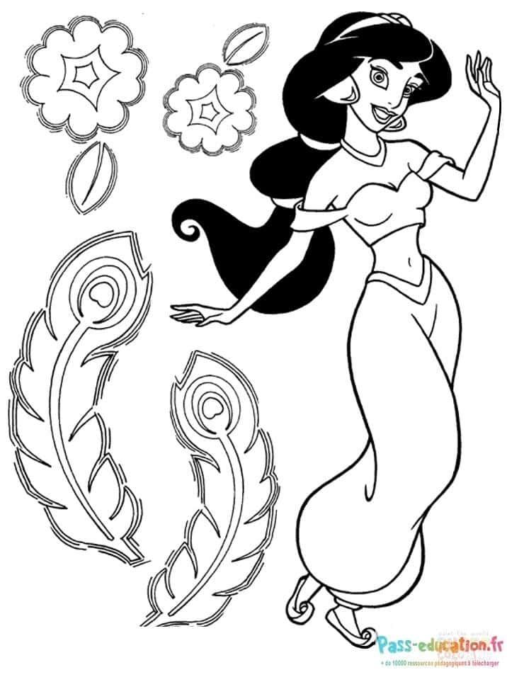 Coloriage Jasmine en attente à imprimer et colorier