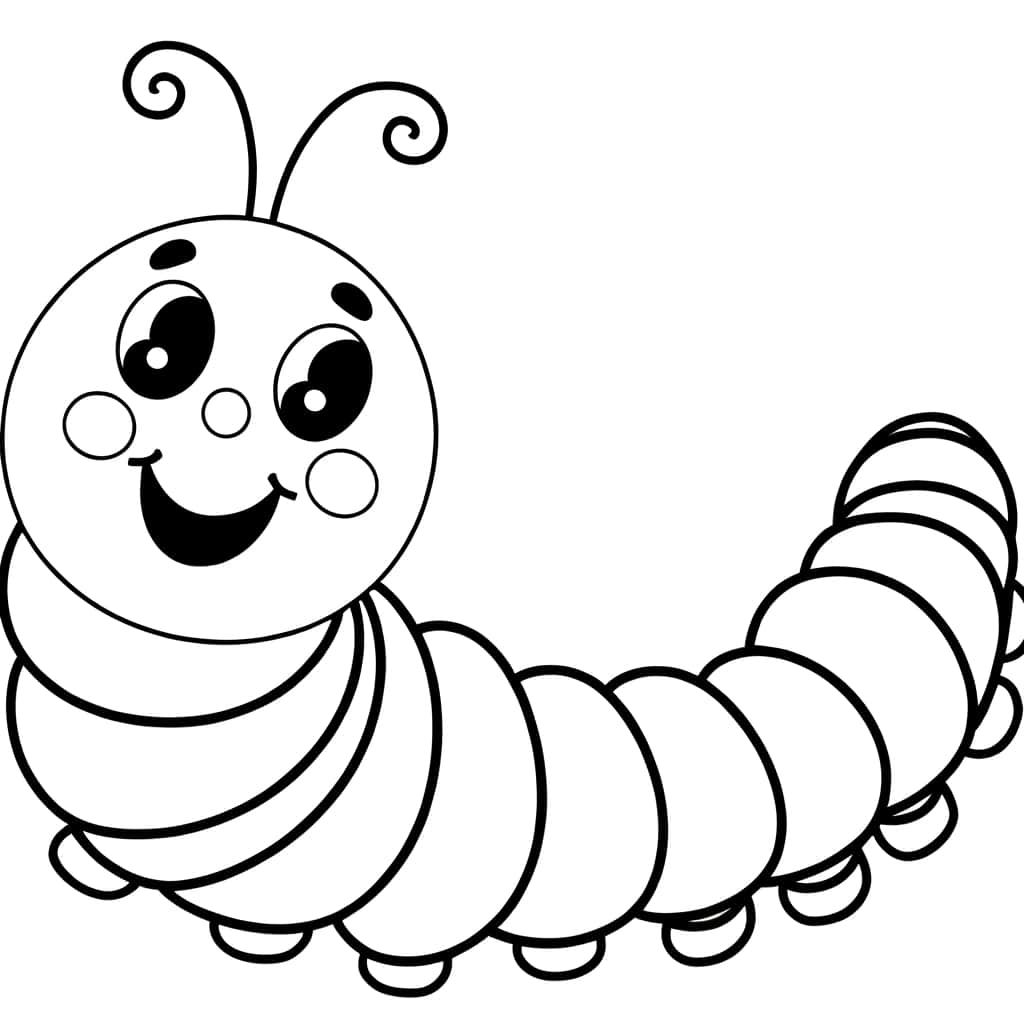 Coloriage Chenille souriante à imprimer et colorier