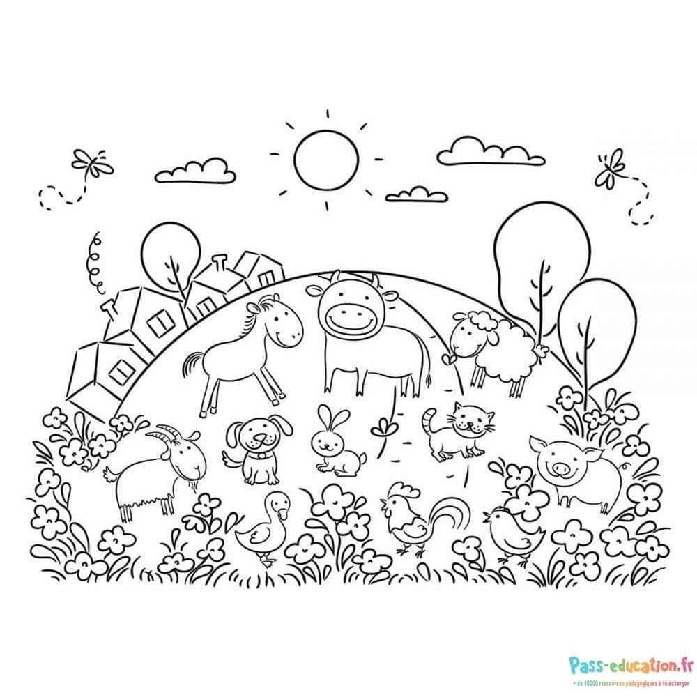Coloriage Ferme joyeuse à imprimer et colorier