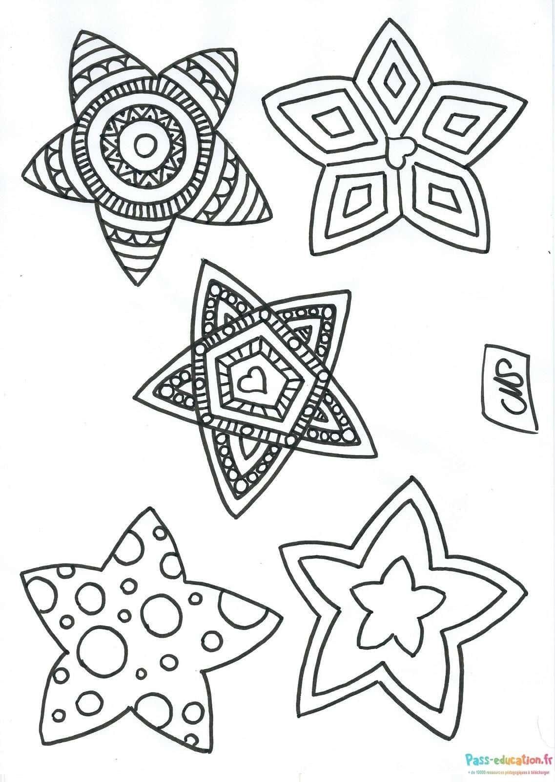 Coloriage Étoiles décoratives à imprimer et colorier