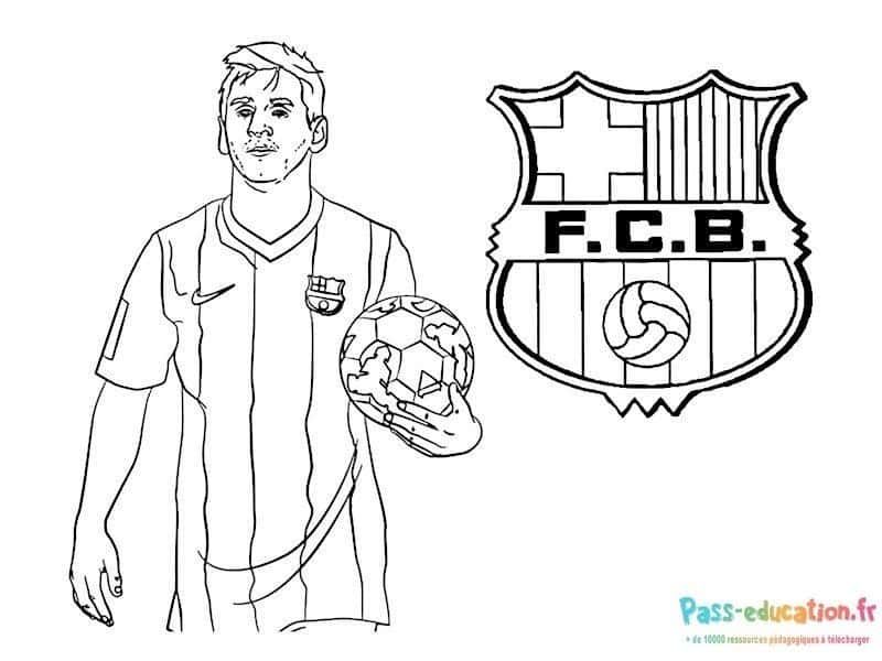 Coloriage Joueur de football et blason à imprimer et colorier