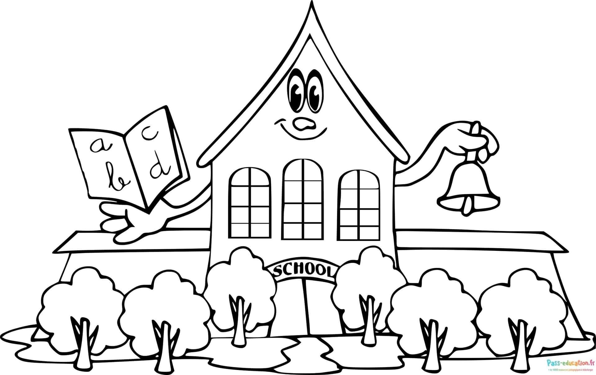 Coloriage École souriante à imprimer et colorier