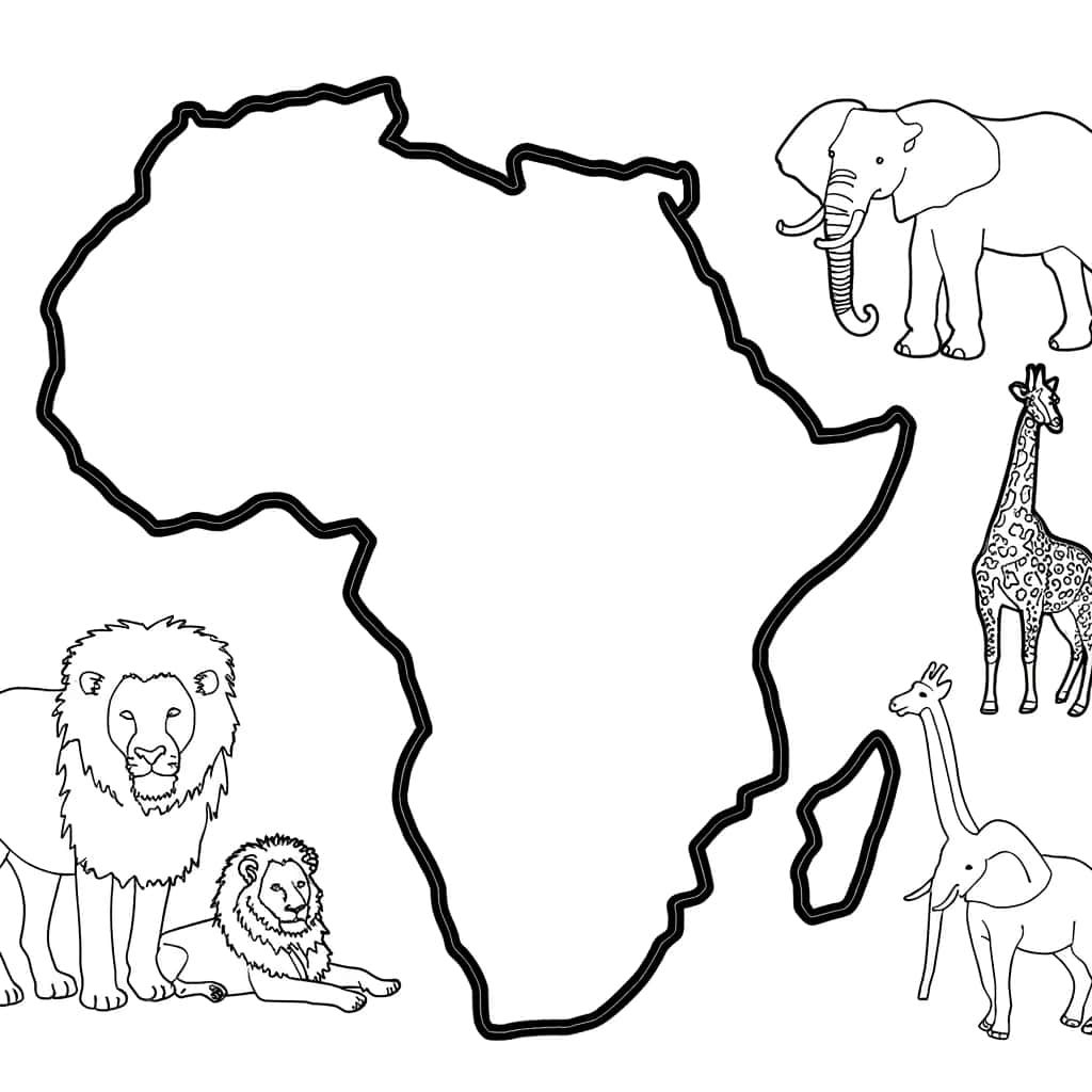 Coloriage Afrique et animaux à imprimer et colorier