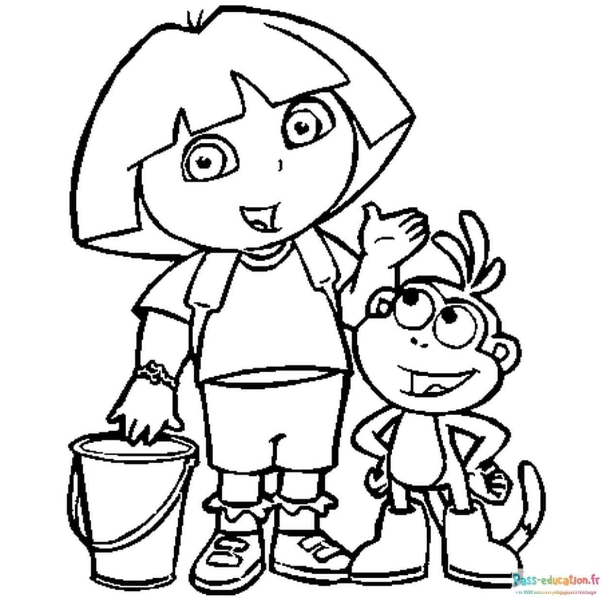 Coloriage Dora et Babouche à imprimer et colorier