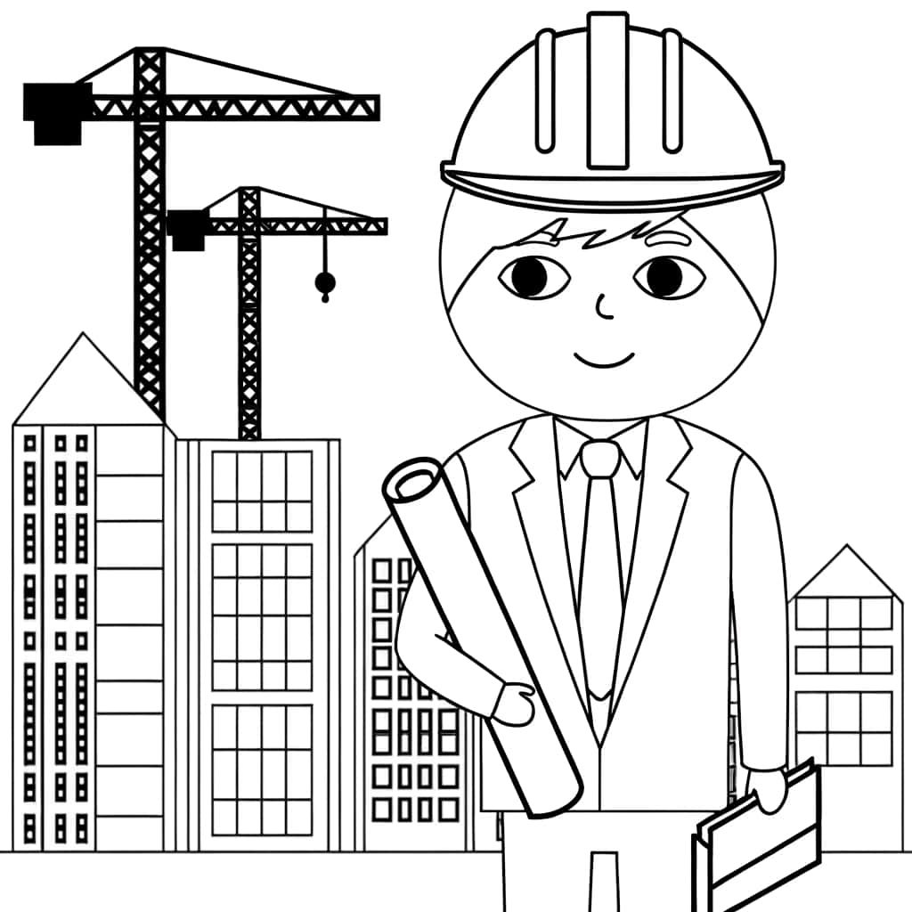 Coloriage Architecte en action à imprimer et colorier