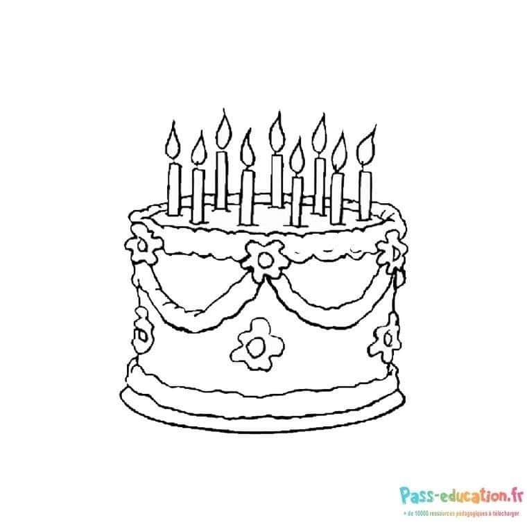 Coloriage Gâteau d'anniversaire à imprimer et colorier
