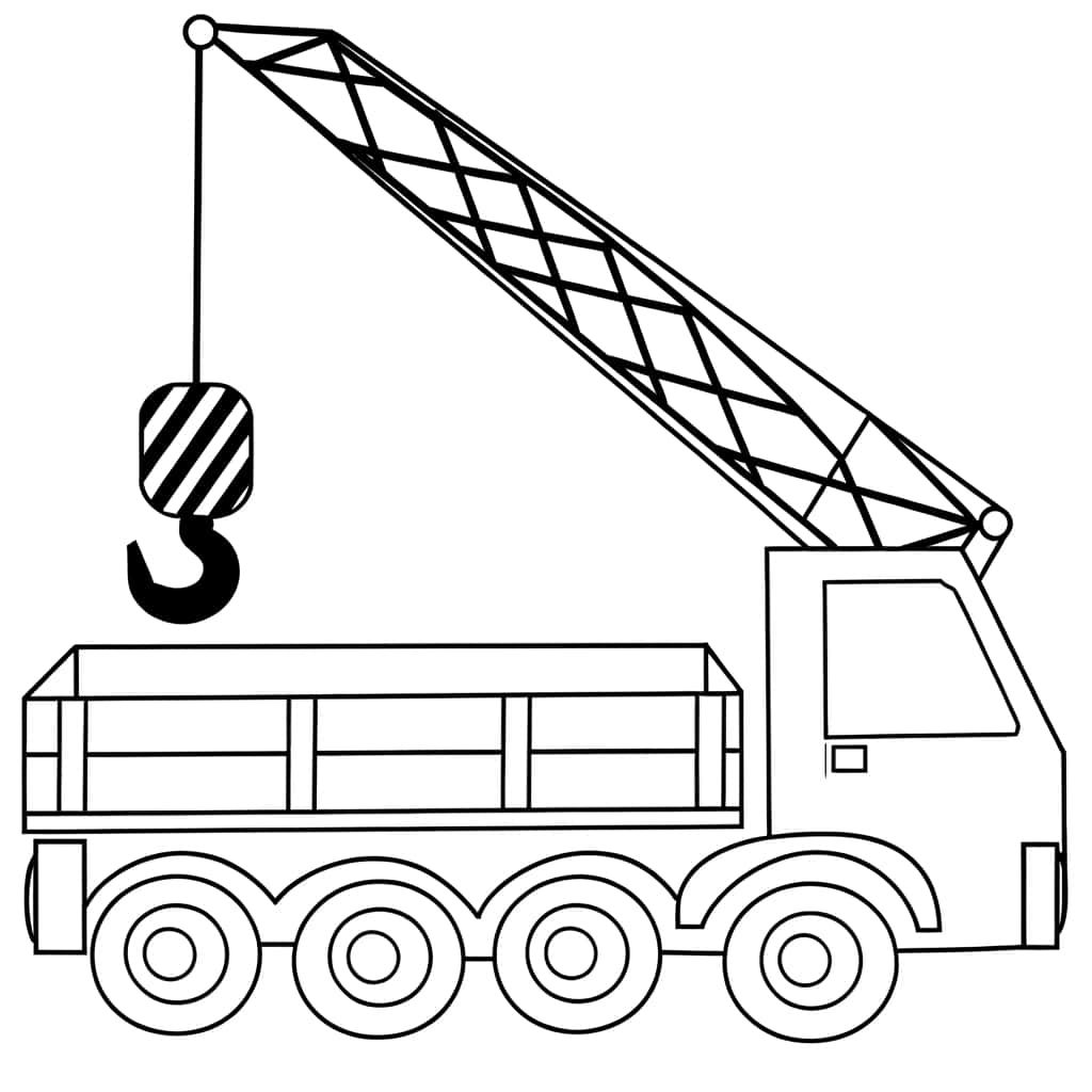 Coloriage Camion grue à imprimer et colorier