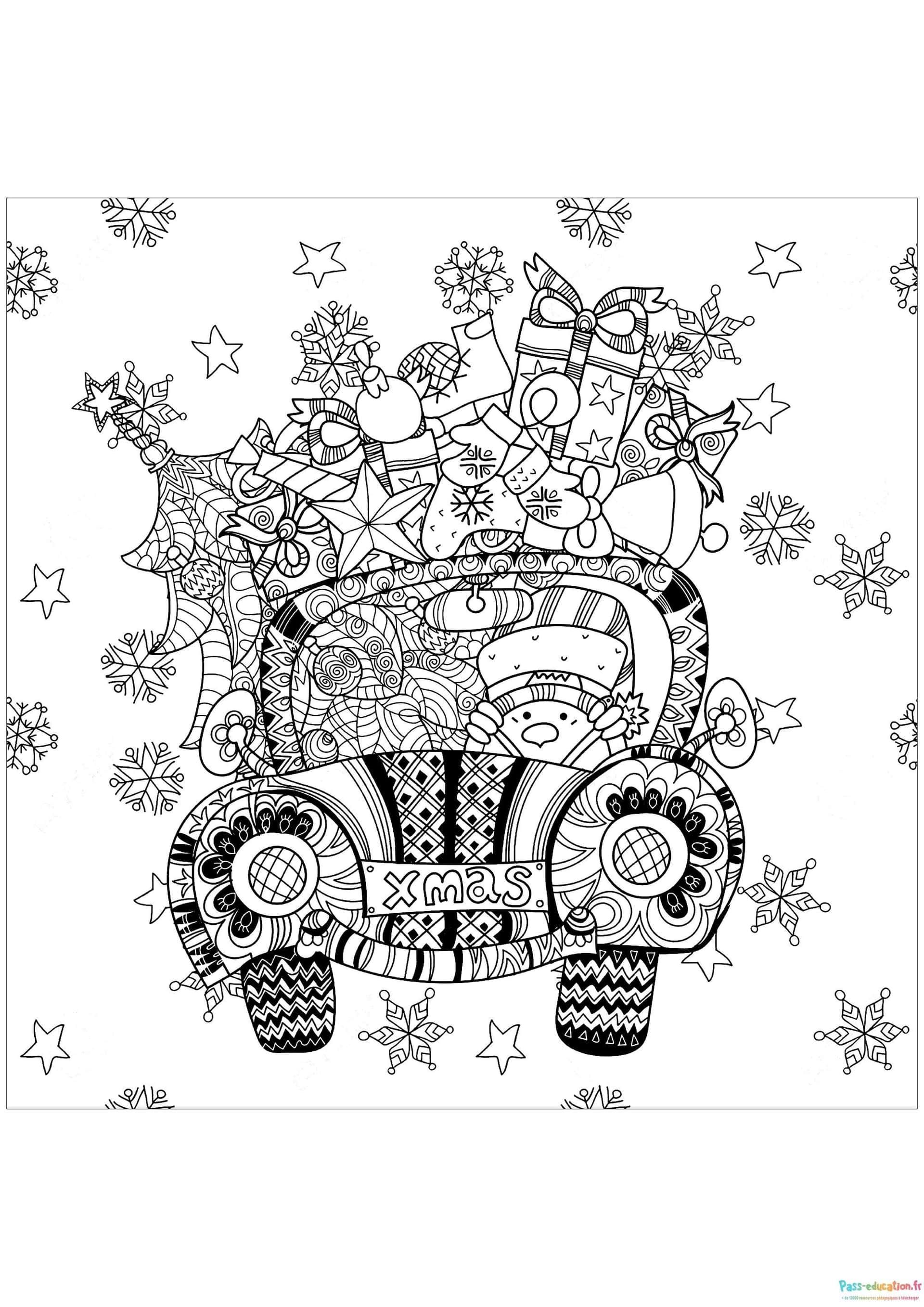 Coloriage Noël festif à imprimer et colorier