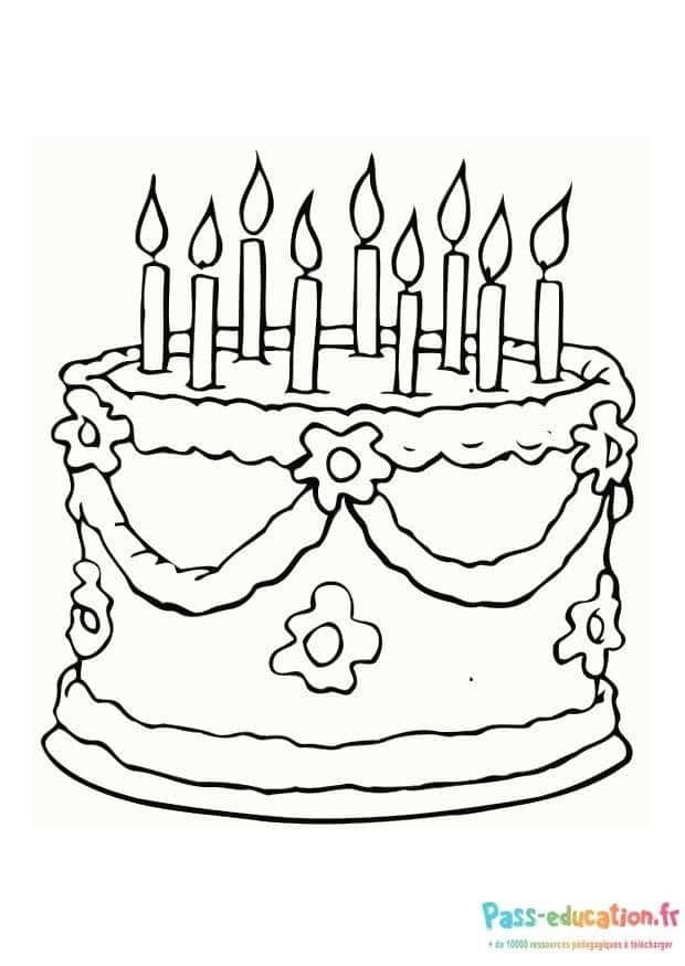 Coloriage Gâteau d'anniversaire à imprimer et colorier