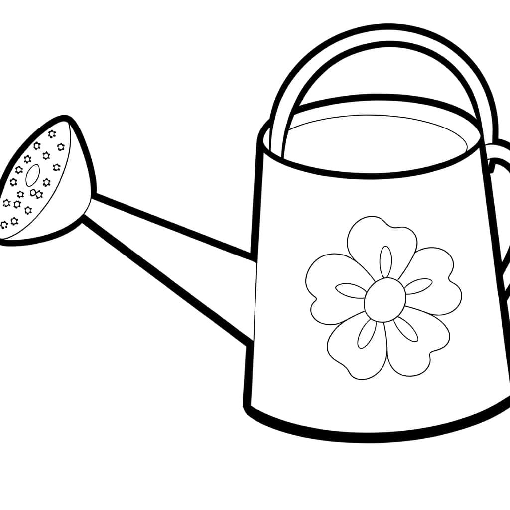 Coloriage Arrosoir avec fleur à imprimer et colorier