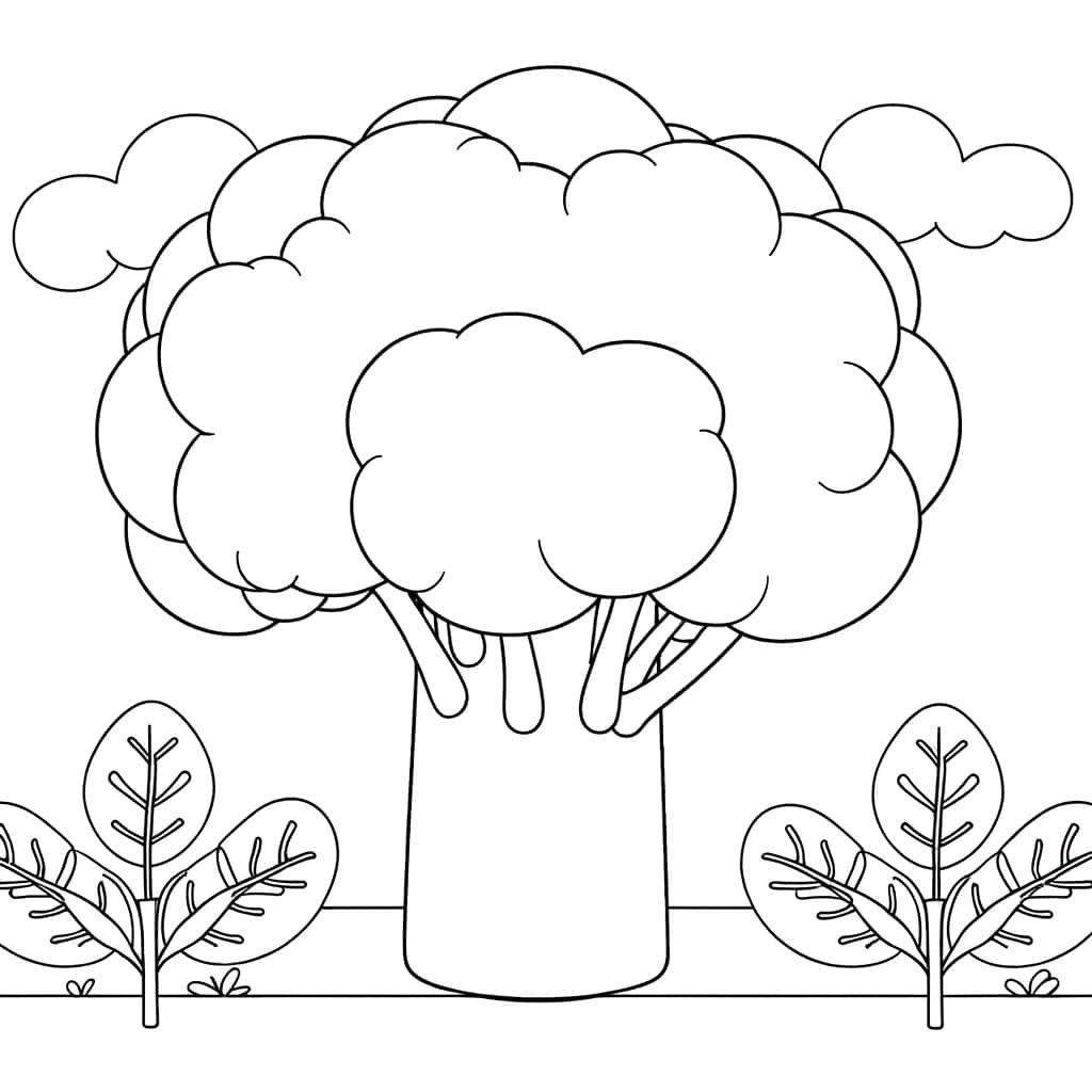 Coloriage Arbre Brocoli à imprimer et colorier